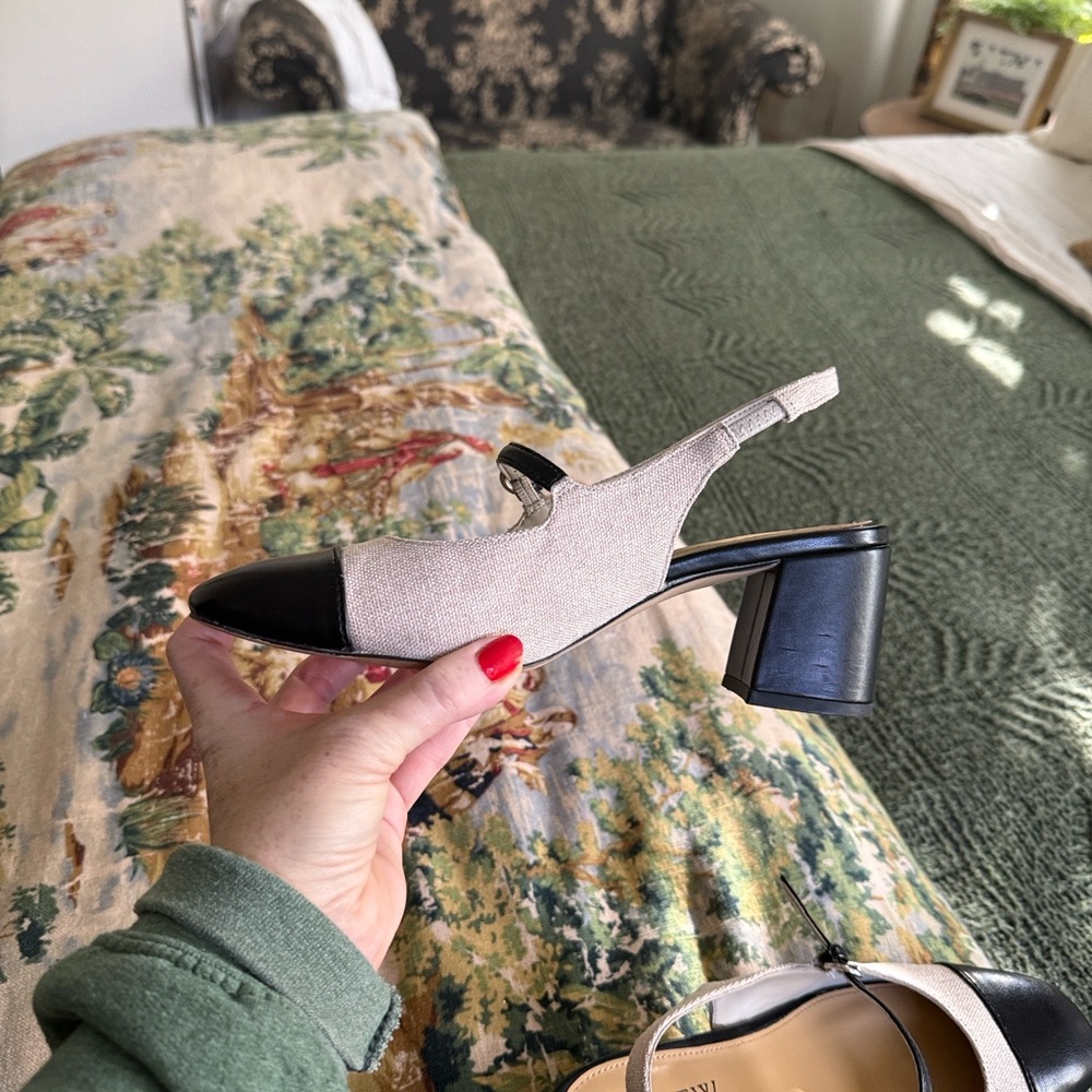 J. Crew Black and Cream Heeled Slingbacks - Picture 5 of 5